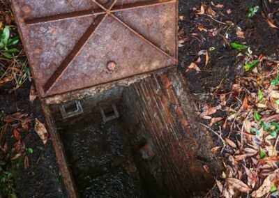 Drainage chamber exposed during root removal work in Bearsden
