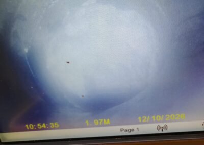 CCTV inspection screen during root removal and patch lining works in Glasgow